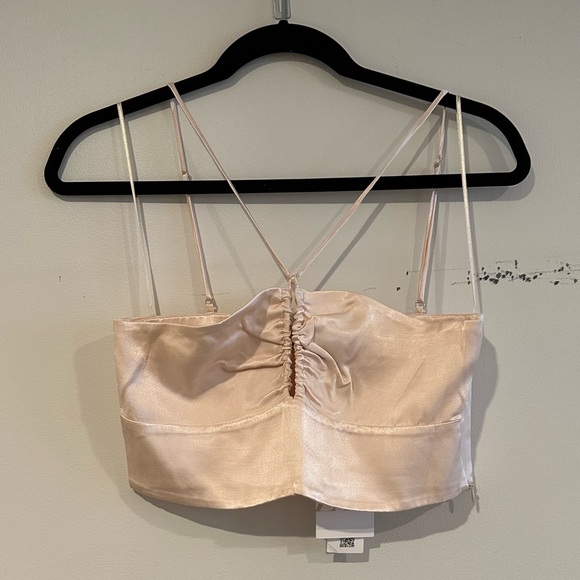 Zara Satin Effect Beige Crop Top - Picture 7 of 10
